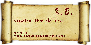 Kiszler Boglárka névjegykártya